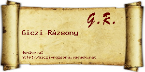 Giczi Rázsony névjegykártya